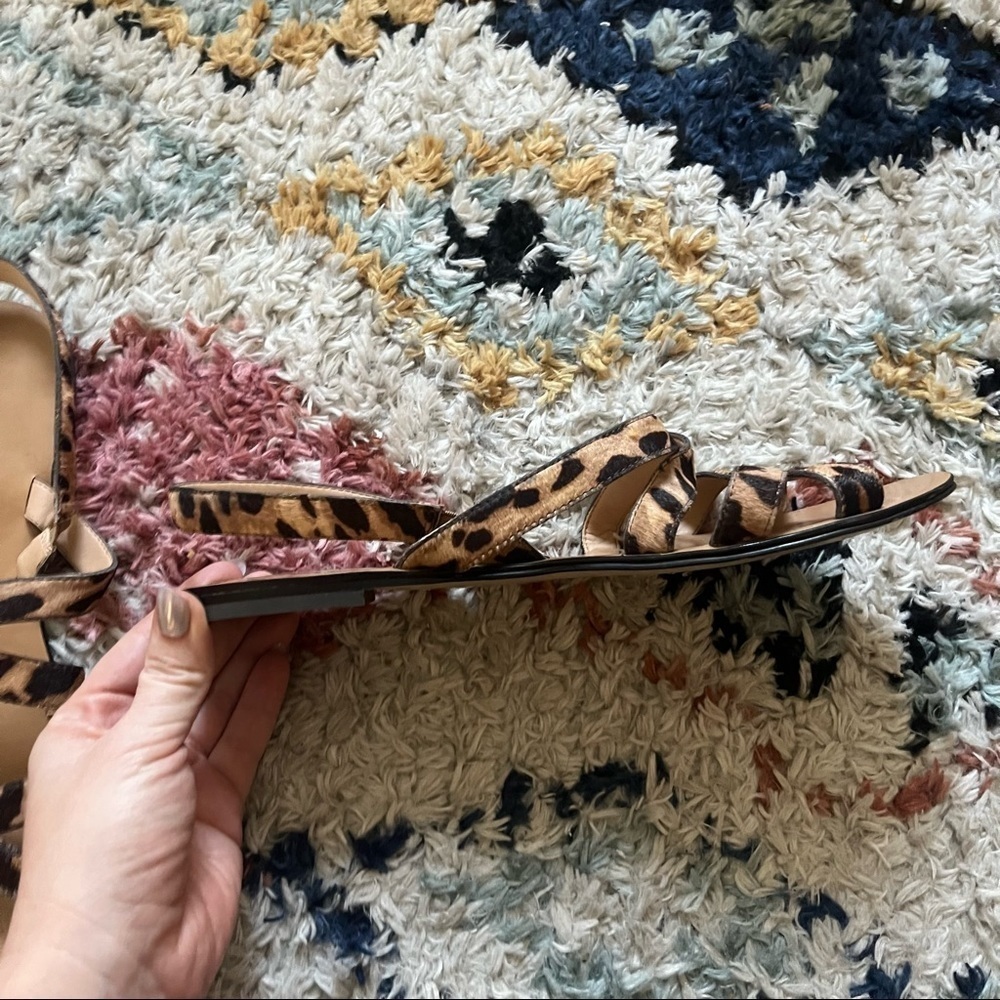J. Crew Cross-strap Sandals in Leopard Calf Hair 8 - Picture 3 of 4